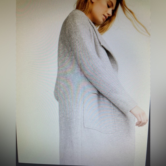 Zara lapel coat large patch pockets 100% wool felt grey knee length Sz M - Picture 1 of 12